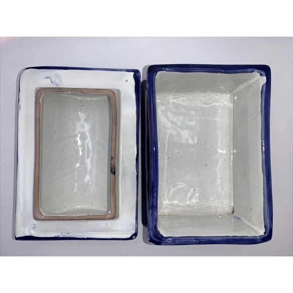 Talavera Mexican Trinket Jewelry Box Hand Painted Pottery Folk Art Signed - Picture 6 of 9